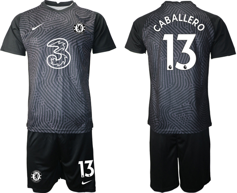 Men 2021 Chelsea black goalkeeper #13 soccer jerseys